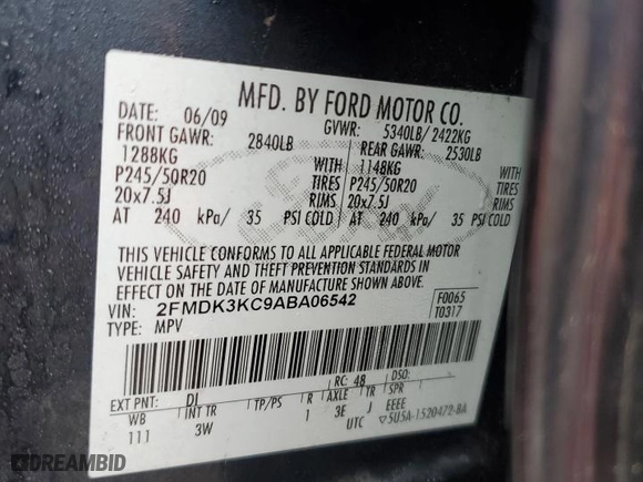 2010 Ford Edge Limited with VIN 2FMDK3KC9ABA06542, listed as a Copart auction lot 49114945 with 151,598 mi miles and Non Repairable. Bid and sale history available at carsss.com. Image 15.