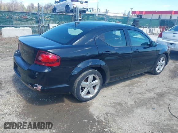 2013 Dodge Avenger SE with VIN 1C3CDZAB0DN655682, listed as a IAAI auction lot 41992710 with 164,210 mi miles. Bid and sale history available at carsss.com. Image 4.