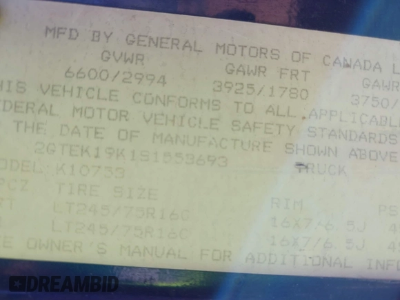 1995 GMC Sierra 1500 z VIN 2GTEK19K1S1553693, wystawiony jako IAAI lot #41742522 z przebiegiem 276 637 mil mil oraz . Historia ofert i sprzedaży dostępna na DreamBid. Obrazek 9.
