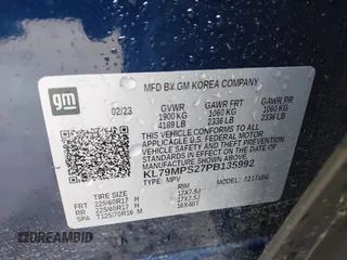 2023 Chevrolet TrailBlazer LT with VIN KL79MPS27PB135992, listed as a IAAI auction lot 41529094 with 19,923 mi miles. Bid and sale history available at carsss.com. Image 9.