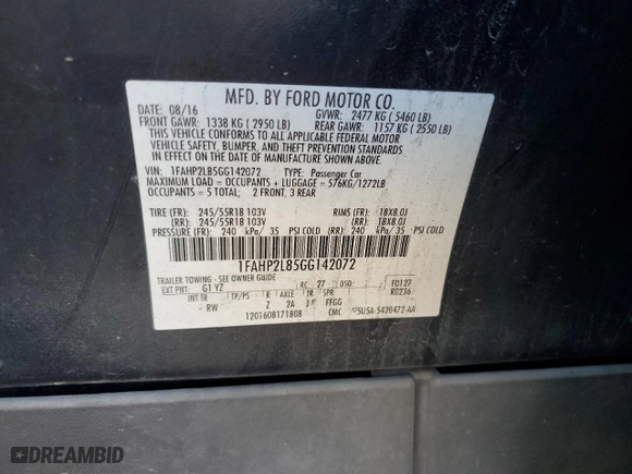 2016 Ford Police Interceptor Sedan with VIN 1FAHP2L85GG142072, listed as a Copart auction lot 78262714 with 128,514 mi miles and Salvage Title. Bid and sale history available at carsss.com. Image 12.