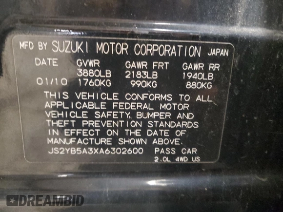 2010 Suzuki SX4 with VIN JS2YB5A3XA6302600, listed as a Copart auction lot 81420904 with 129,139 mi miles and Clean Title. Bid and sale history available at carsss.com. Image 12.