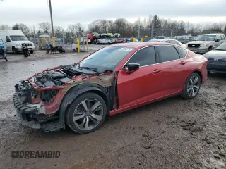 2021 Acura TLX w/Advance Package with VIN 19UUB5F67MA009722, listed as a Copart auction lot 43056775 with 27,394 mi miles and Salvage Title. Bid and sale history available at carsss.com. Image 1.