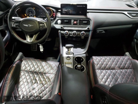 2022 Genesis G70 3.3T with VIN KMTG54TEXNU103314, listed as a Copart auction lot 50079415 with 46,603 mi miles and Salvage Title. Bid and sale history available at DreamBid. Image 8.