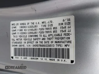2004 Honda CR-V LX with VIN SHSRD78484U234513, listed as a IAAI auction lot 41927636 with 340,169 mi miles and . Bid and sale history available at carsss.com. Image 9.