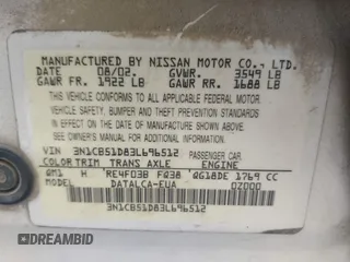 2003 Nissan Sentra XE z VIN 3N1CB51D83L696512, wystawiony jako IAAI lot #42454628 z przebiegiem 194 629 mil mil oraz . Historia ofert i sprzedaży dostępna na DreamBid. Obrazek 9.