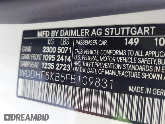 2015 Mercedes-Benz E 350 Sport с VIN WDDHF5KB5FB109831, выставлен на аукционе IAAI как лот 42345153 с пробегом 180 437 миль миль и . История ставок и продаж доступна на DreamBid. Изображение 9.