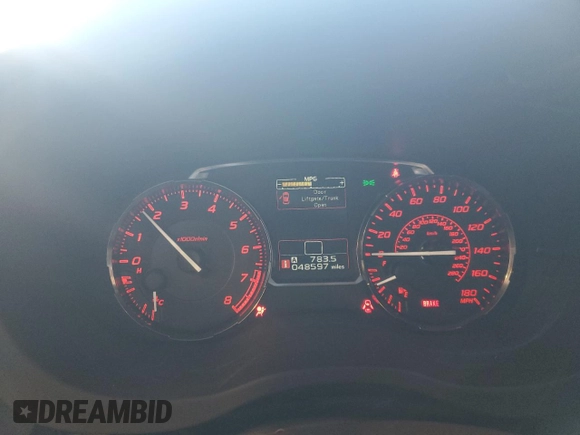 2017 Subaru WRX Premium z VIN JF1VA1E6XH9802803, wystawiony jako Copart lot #56047175 z przebiegiem 48 597 mil mil oraz Szkoda całkowita • Salvage title. Historia ofert i sprzedaży dostępna na DreamBid. Obrazek 9.