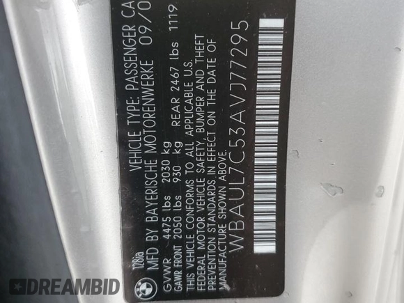 2010 BMW 1 Series 128i z VIN WBAUL7C53AVJ77295, wystawiony jako Copart lot #86122734 z przebiegiem 138 270 mil mil oraz Szkoda całkowita • Salvage title. Historia ofert i sprzedaży dostępna na DreamBid. Obrazek 12.