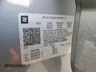 2020 GMC Canyon 2WD SLE with VIN 1GTG5CEN9L1118892, listed as a Copart auction lot 43500175 with 53,587 mi miles and Salvage Title. Bid and sale history available at carsss.com. Image 12.