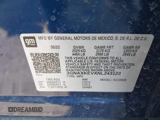 2022 Chevrolet Equinox LT z VIN 3GNAXKEVXNL243123, wystawiony jako IAAI lot #41628714 z przebiegiem 48 774 mil mil oraz . Historia ofert i sprzedaży dostępna na DreamBid. Obrazek 9.
