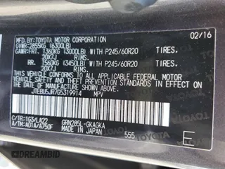 2016 Toyota 4Runner Limited with VIN JTEBU5JR7G5319914, listed as a Copart auction lot 53989425 with 110,370 mi miles and Salvage Title. Bid and sale history available at DreamBid. Image 13.