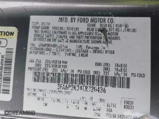 2014 Ford Fusion Titanium with VIN 3FA6P0K94ER320436, listed as a IAAI auction lot 41568918 with 183,040 mi miles. Bid and sale history available at carsss.com. Image 9.