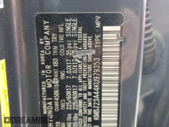 2019 Hyundai Tucson SE with VIN KM8J23A44KU979353, listed as a Copart auction lot 54005325 with 29,414 mi miles and Salvage Title. Bid and sale history available at carsss.com. Image 13.
