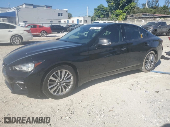 2021 Infiniti Q50 3.0t LUXE with VIN JN1EV7BPXMM706677, listed as a Copart auction lot 49637485 with 37,049 mi miles and Non Repairable. Bid and sale history available at carsss.com. Image 1.