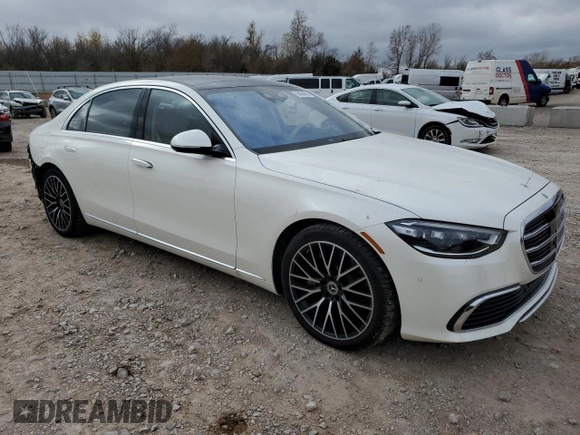 2023 Mercedes-Benz S-Class S 500 with VIN W1K6G6DB6PA203893, listed as a Copart auction lot 84664804 with 743 mi miles and Salvage Title. Bid and sale history available at carsss.com. Image 4.