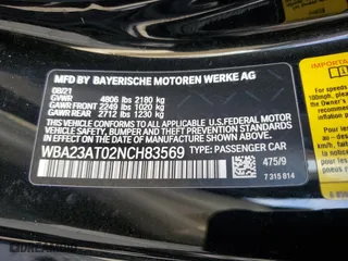 2022 BMW 4 Series 430i with VIN WBA23AT02NCH83569, listed as a Copart auction lot 53329575 with 0 mi miles and Salvage Title. Bid and sale history available at carsss.com. Image 15.