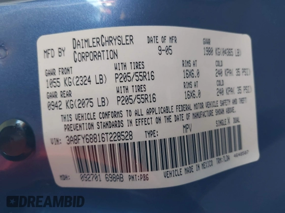 2006 Chrysler PT Cruiser Limited with VIN 3A8FY68816T228528, listed as a IAAI auction lot 41507938 with 163,516 mi miles and . Bid and sale history available at DreamBid. Image 9.