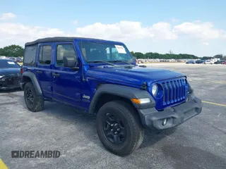 2018 Jeep Wrangler Unlimited Sport z VIN 1C4HJXDNXJW289319, wystawiony jako IAAI lot #42066282 z przebiegiem 76 963 mil mil oraz . Historia ofert i sprzedaży dostępna na DreamBid. Obrazek 1.