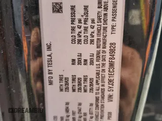 2021 Tesla Model 3 Performance with VIN 5YJ3E1EC3MF849828, listed as a Copart auction lot 50003035 with 80,779 mi miles and Clean Title. Bid and sale history available at DreamBid. Image 12.