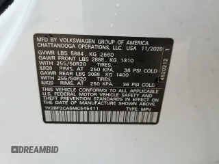 2021 Volkswagen Atlas SEL with VIN 1V2BP2CA5MC545411, listed as a Copart auction lot 54164325 with 93,875 mi miles and Salvage title. Bid and sale history available at DreamBid. Image 12.