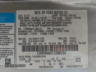 2012 Ford Mustang Premium with VIN 1ZVBP8AM7C5288124, listed as a IAAI auction lot 42280797 with 188,223 mi miles and . Bid and sale history available at DreamBid. Image 9.