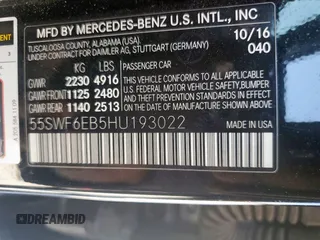2017 Mercedes-Benz C 43 AMG z VIN 55SWF6EB5HU193022, wystawiony jako Copart lot #51919505 z przebiegiem 110 684 mil mil oraz Czysty tytuł • Clean title. Historia ofert i sprzedaży dostępna na DreamBid. Obrazek 13.