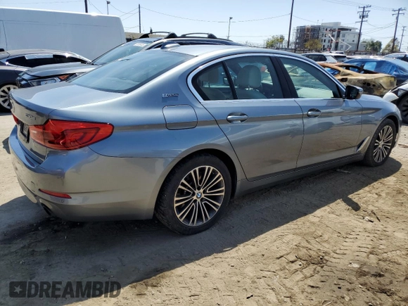 2019 BMW 5 Series 530e iPerformance with VIN WBAJA9C50KB399218, listed as a Copart auction lot 54268395 with 76,187 mi miles and Salvage Title. Bid and sale history available at carsss.com. Image 3.