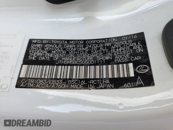 2016 Lexus RC 300 F Sport z VIN JTHSM5BC5G5001111, wystawiony jako Copart lot #48802905 z przebiegiem Nie podano mil oraz Szkody całkowita. Historia ofert i sprzedaży dostępna na DreamBid. Obrazek 13.