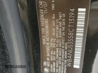 2008 BMW 5 Series 528i with VIN WBANU53558CT13194, listed as a Copart auction lot 51382785 with 178,266 mi miles and Salvage Title. Bid and sale history available at carsss.com. Image 12.