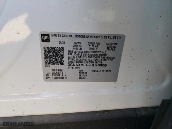 2024 Chevrolet Equinox RS with VIN 3GNAXMEG2RL370855, listed as a Copart auction lot 45922375 with 8,582 mi miles and Salvage Title. Bid and sale history available at carsss.com. Image 16.