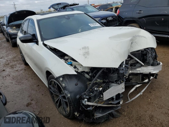 2021 BMW 3 Series M340i xDrive with VIN 3MW5U9J08M8B49696, listed as a Copart auction lot 81893474 with 0 mi miles and Salvage Title. Bid and sale history available at carsss.com. Image 4.