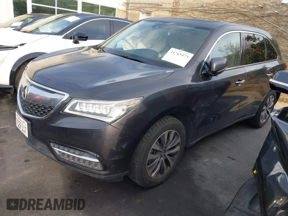 2014 Acura MDX Tech Pkg with VIN 5FRYD3H41EB012164, listed as a IAAI auction lot 41765473 with 59,935 mi miles. Bid and sale history available at carsss.com. Image 18.