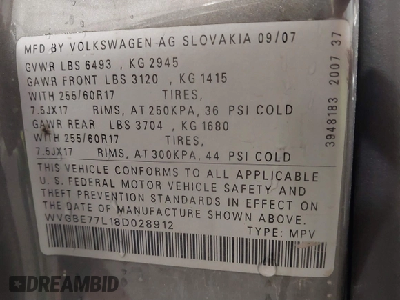 2008 Volkswagen Touareg V6 с VIN WVGBE77L18D028912, выставлен на аукционе IAAI как лот 41615381 с пробегом 182 982 миль миль и . История ставок и продаж доступна на DreamBid. Изображение 9.