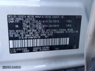 2022 Toyota RAV4 XLE Premium with VIN 2T3C1RFV4NW185738, listed as a Copart auction lot 49508135 with 61,732 mi miles and Salvage Title. Bid and sale history available at carsss.com. Image 13.