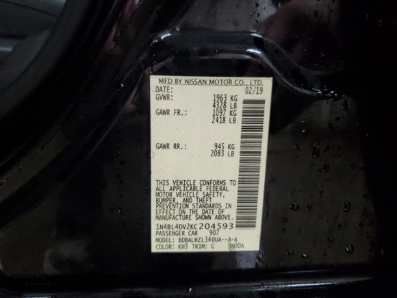 2019 Nissan Altima 2.5 SV with VIN 1N4BL4DV2KC204593, listed as a Copart auction lot 48905365 with 127,666 mi miles and Salvage Title. Bid and sale history available at carsss.com. Image 13.