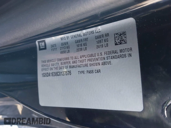 2012 Cadillac CTS with VIN 1G6DA1E38C0127576, listed as a IAAI auction lot 41239581 with 141,345 mi miles and . Bid and sale history available at DreamBid. Image 9.
