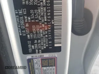 2022 Kia Sorento SX z VIN 5XYRK4LF6NG106088, wystawiony jako Copart lot #58120825 z przebiegiem 40 685 mil mil oraz Szkoda całkowita • Salvage title. Historia ofert i sprzedaży dostępna na DreamBid. Obrazek 13.