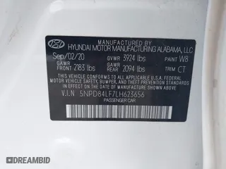 2020 Hyundai Elantra SEL with VIN 5NPD84LF7LH623656, listed as a IAAI auction lot 42026562 with 65,538 mi miles. Bid and sale history available at carsss.com. Image 9.