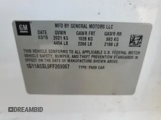 2015 Chevrolet Malibu LS with VIN 1G11A5SL9FF269067, listed as a Copart auction lot 50126945 with 169,653 mi miles and Salvage Title. Bid and sale history available at DreamBid. Image 14.