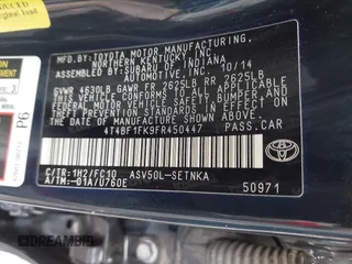2015 Toyota Camry XLE with VIN 4T4BF1FK9FR450447, listed as a IAAI auction lot 41771512 with 218,691 mi miles and . Bid and sale history available at DreamBid. Image 9.