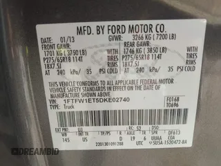 2013 Ford F-150 XL with VIN 1FTFW1ET5DKE02740, listed as a IAAI auction lot 41808135 with 185,304 mi miles. Bid and sale history available at carsss.com. Image 9.