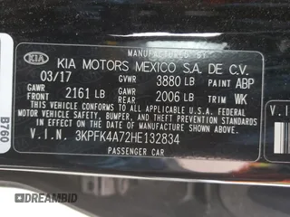 2017 Kia Forte LX with VIN 3KPFK4A72HE132834, listed as a Copart auction lot 53618005 with 122,993 mi miles and Salvage Title. Bid and sale history available at carsss.com. Image 12.