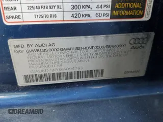 2008 Audi A3 S-Line with VIN WAUKD78P08A094763, listed as a Copart auction lot 42447185 with 118,902 mi miles and Salvage Title. Bid and sale history available at carsss.com. Image 13.