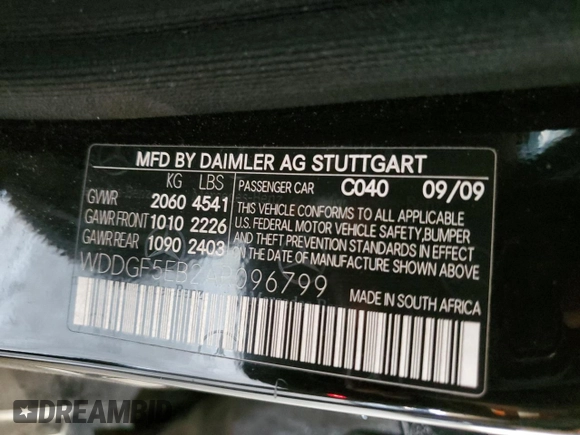 2010 Mercedes-Benz C 300 Sport with VIN WDDGF5EB2AR096799, listed as a Copart auction lot 51353485 with 176,517 mi miles and Clean Title. Bid and sale history available at DreamBid. Image 12.