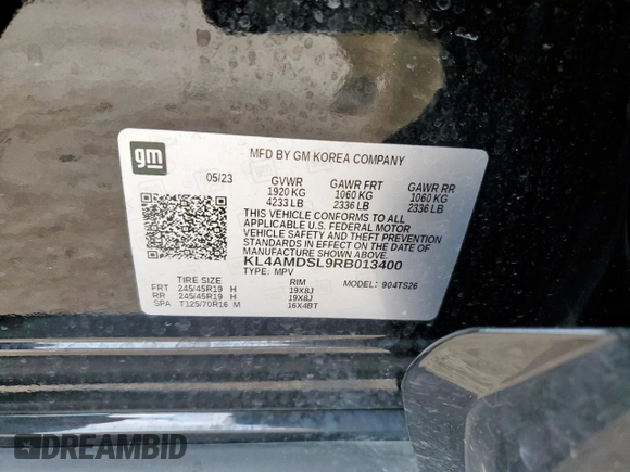 2024 Buick Encore GX Sport Touring с VIN KL4AMDSL9RB013400, выставлен на аукционе Copart как лот 60464655 с пробегом Не указан миль и Списание • Salvage title. История ставок и продаж доступна на DreamBid. Изображение 13.