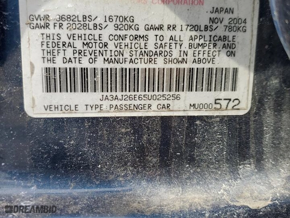 2005 Mitsubishi Lancer ES with VIN JA3AJ26E65U025256, listed as a Copart auction lot 45463085 with 194,144 mi miles and Salvage Title. Bid and sale history available at carsss.com. Image 12.