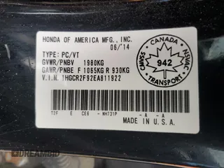 2014 Honda Accord Touring с VIN 1HGCR2F92EA811922, выставлен на аукционе Copart как лот 58191745 с пробегом 200 552 миль миль и Чистый • Clean title. История ставок и продаж доступна на DreamBid. Изображение 12.