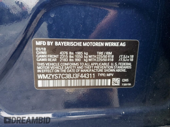 2018 MINI Countryman Cooper with VIN WMZYS7C38J3F44311, listed as a Copart auction lot 86426994 with 79,452 mi miles and Salvage title. Bid and sale history available at DreamBid. Image 14.