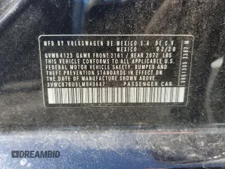 2020 Volkswagen Jetta S z VIN 3VWCB7BU5LM040587, wystawiony jako Copart lot #57088075 z przebiegiem 104 585 mil mil oraz Nie do naprawy • Non repairable. Historia ofert i sprzedaży dostępna na DreamBid. Obrazek 12.